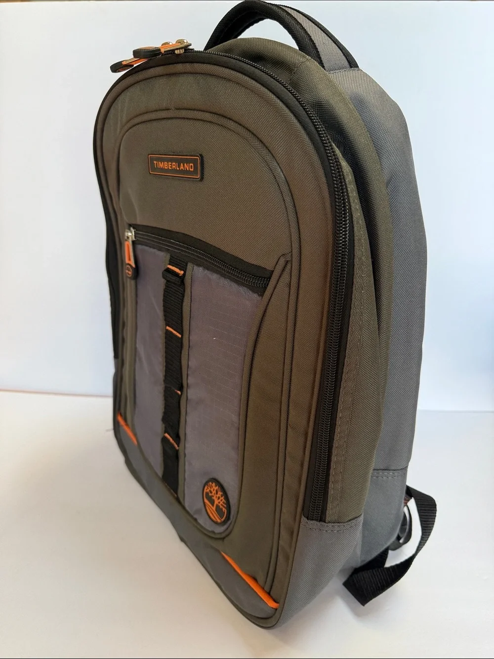 Timberland Backpack/ Laptop Bag Olive and Gray with Orange Accents